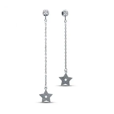 Серьги подвесные из серебра вид 1