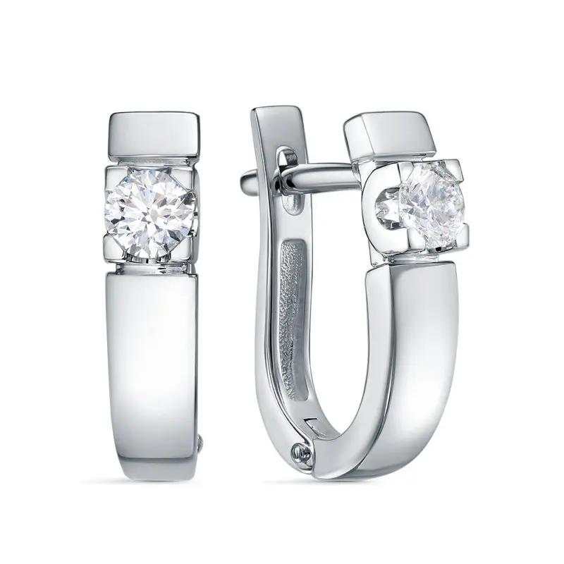 Серьги с английским замком из белого золота