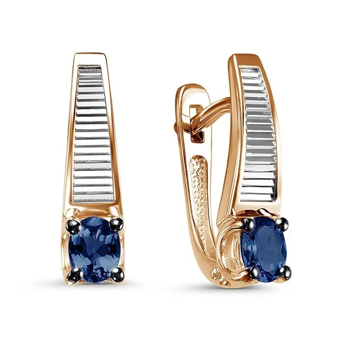 Серьги с английским замком из комбинированного золота