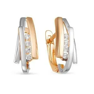 Серьги с английским замком из комбинированного золота