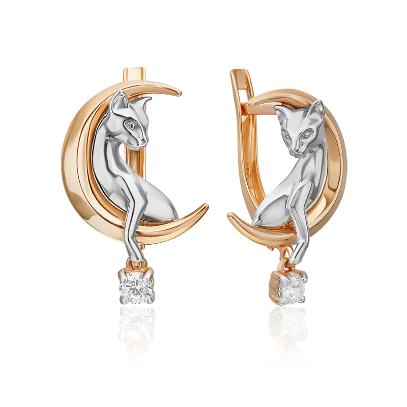 Серьги с английским замком из комбинированного золота