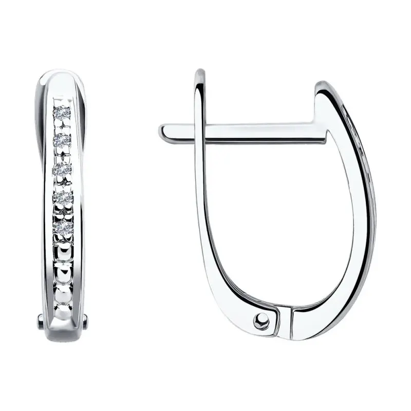 Серьги с английским замком из белого золота