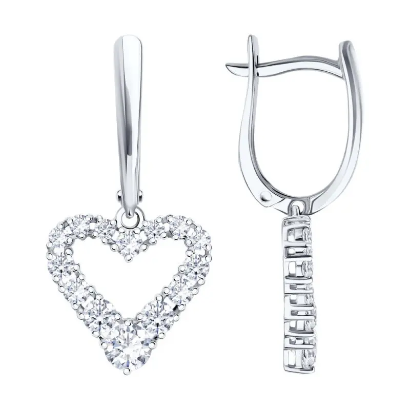 Серьги подвесные из белого золота