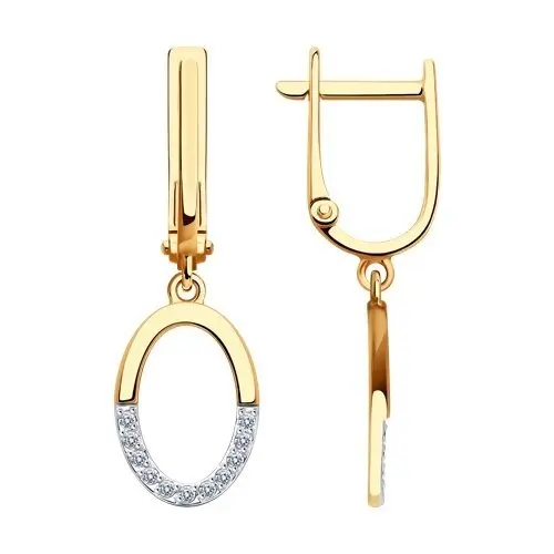 Серьги подвесные из красного золота