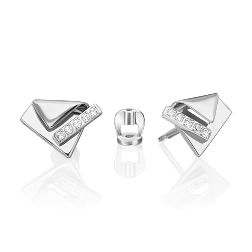 Серьги пуссеты из белого золота