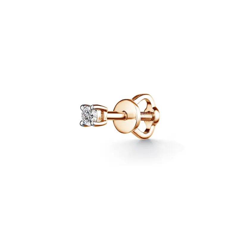 Серьги одиночные из комбинированного золота