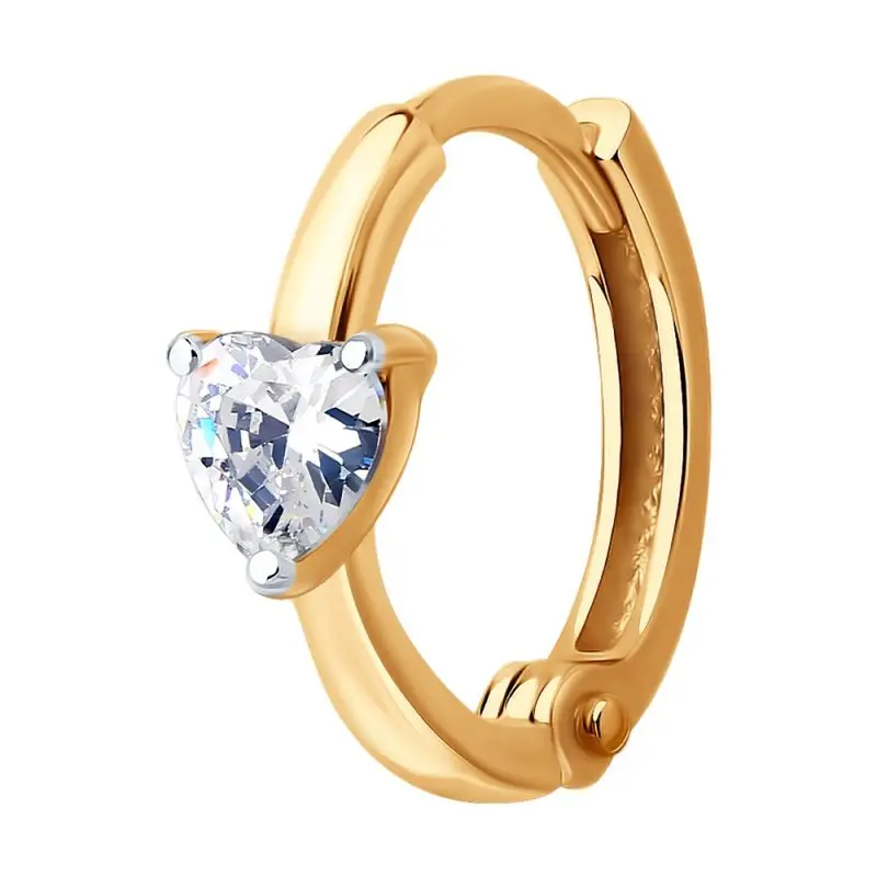 Серьги одиночные из красного золота