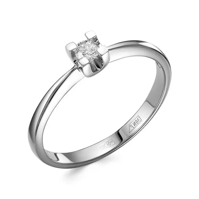 Кольцо помолвочное из белого золота