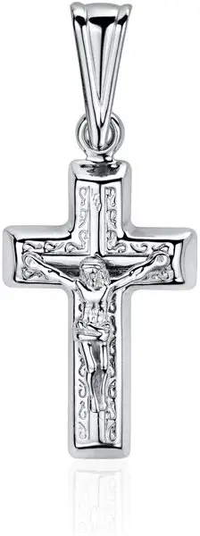 Подвеска крест из белого золота