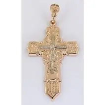 Подвеска крест из комбинированного золота