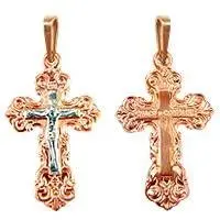 Подвеска крест из комбинированного золота