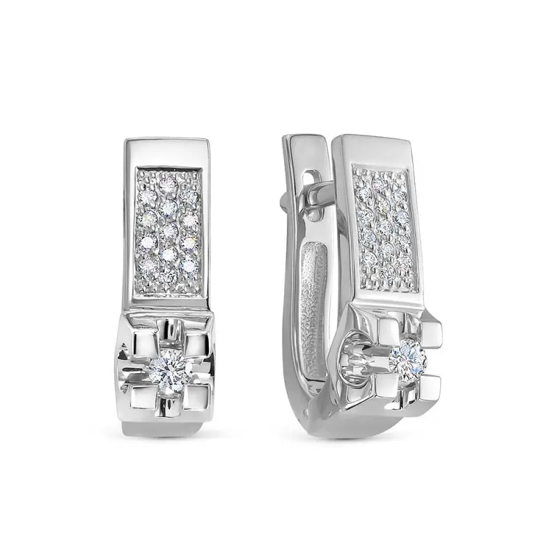 Серьги с английским замком из белого золота