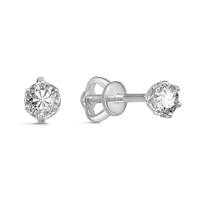 Серьги пуссеты из белого золота