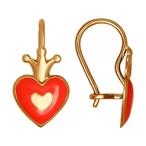 Серьги детские из красного золота