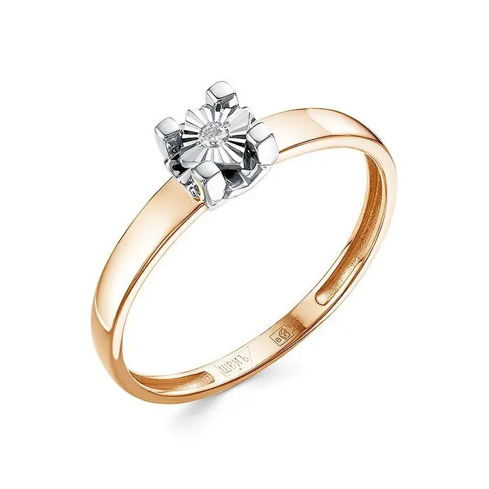 Кольцо помолвочное из комбинированного золота