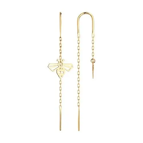 Серьги цепочки из красного золота