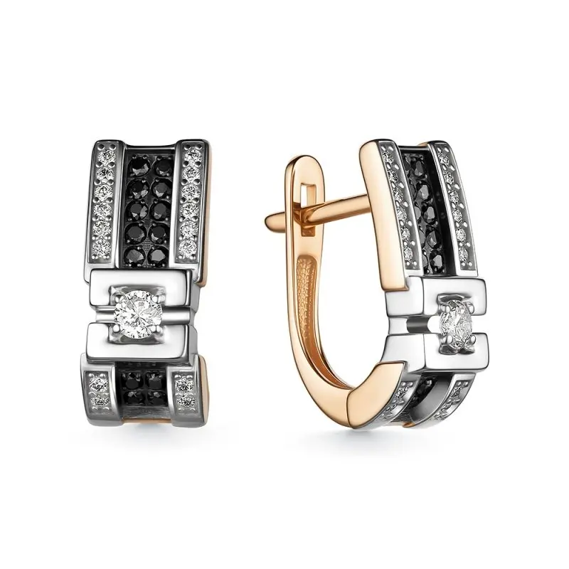 Серьги с английским замком из комбинированного золота