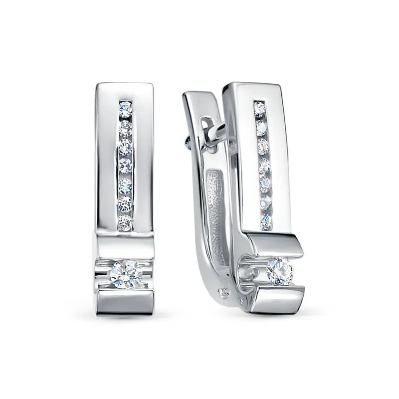 Серьги с английским замком из белого золота