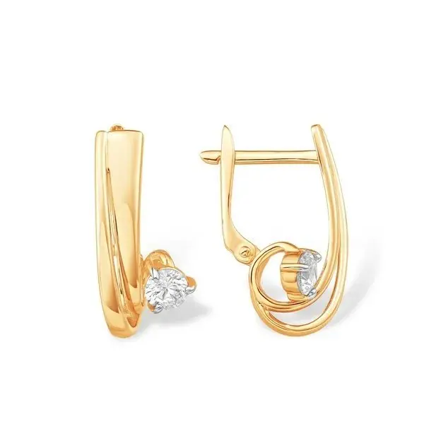 Серьги с английским замком из красного золота