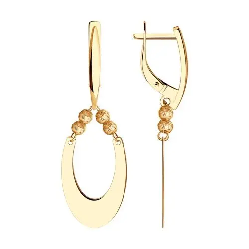 Серьги подвесные из красного золота