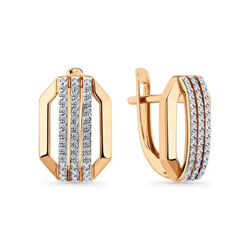 Серьги с английским замком из красного золота