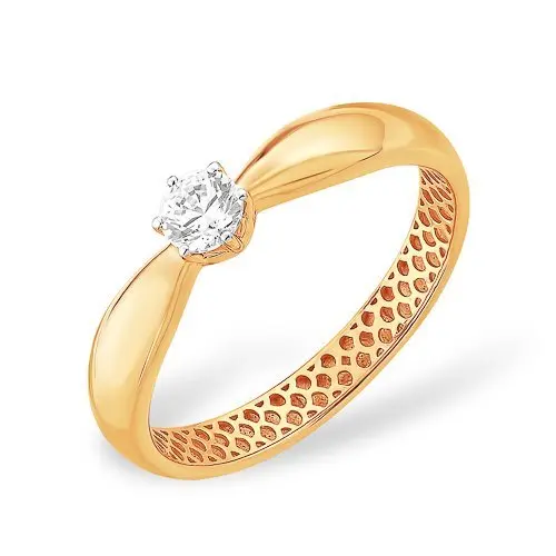 Кольцо помолвочное из красного золота