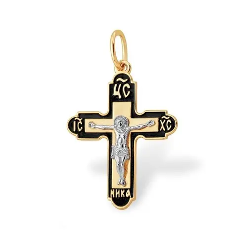 Подвеска крест из комбинированного золота