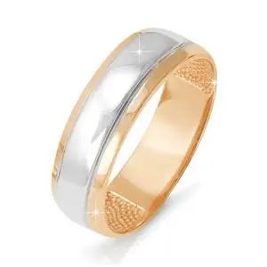 Кольцо обручальное из комбинированного золота вид 1