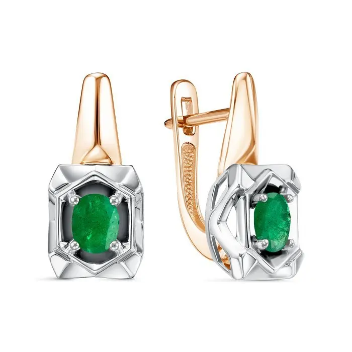 Серьги с английским замком из комбинированного золота