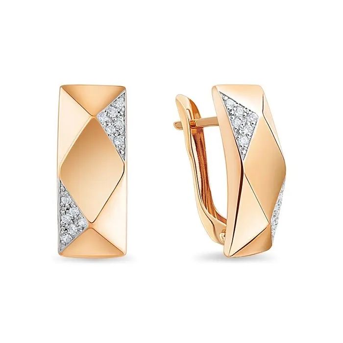 Серьги с английским замком из красного золота