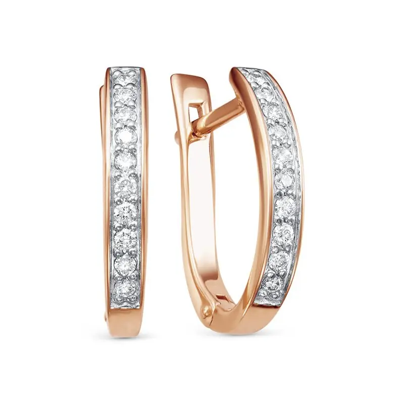 Серьги с английским замком из красного золота