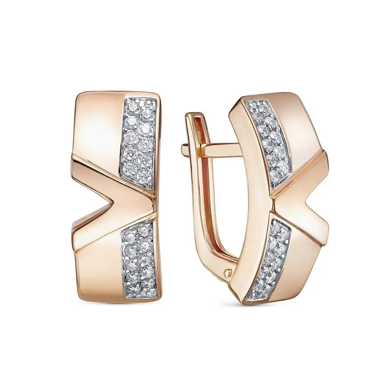 Серьги с английским замком из красного золота