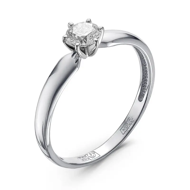 Кольцо помолвочное из белого золота