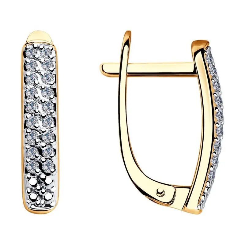 Серьги с английским замком из комбинированного золота