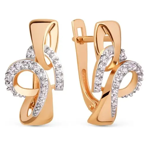 Серьги с английским замком из красного золота