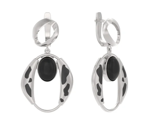 Серьги подвесные из серебра