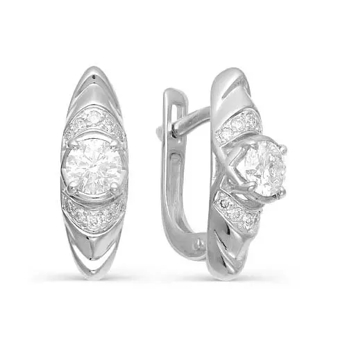 Серьги с английским замком из белого золота