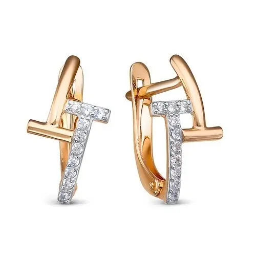 Серьги с английским замком из комбинированного золота