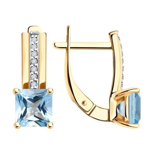 Серьги с английским замком из комбинированного золота