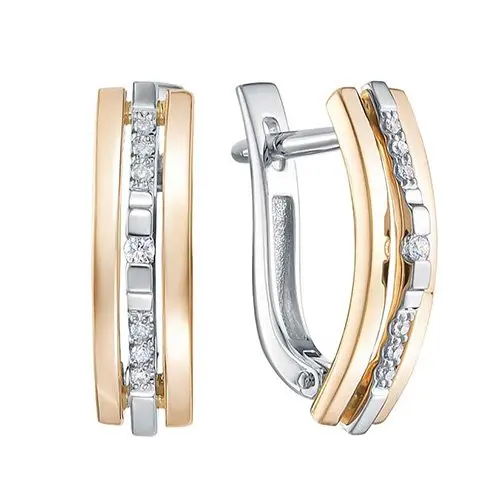 Серьги с английским замком из комбинированного золота