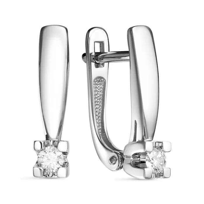 Серьги с английским замком из белого золота