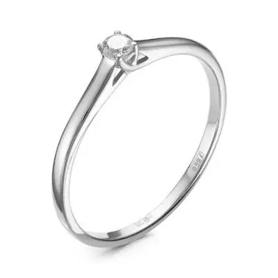 Кольцо помолвочное из белого золота