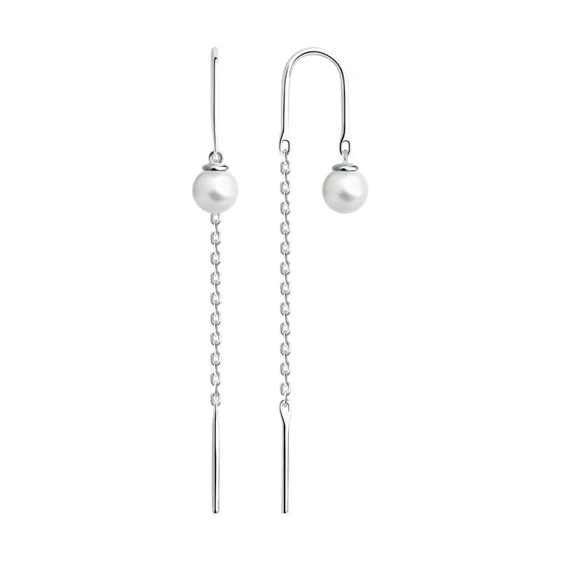 Серьги цепочки из серебра