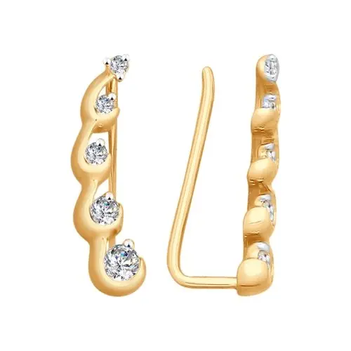 Серьги зажимы из красного золота