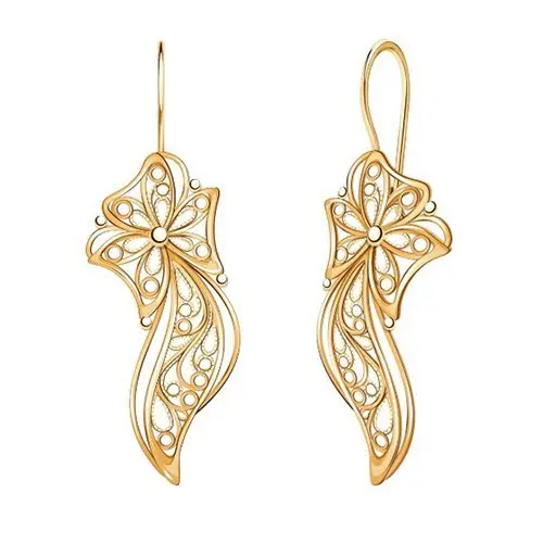 Серьги петельки из красного золота