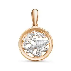 Подвеска знак зодиака из комбинированного золота