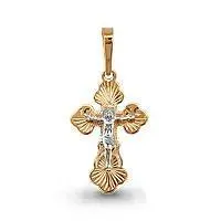 Подвеска крест из комбинированного золота