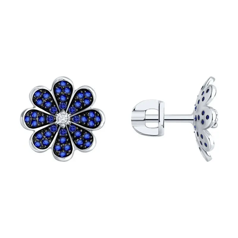 Серьги пуссеты из белого золота