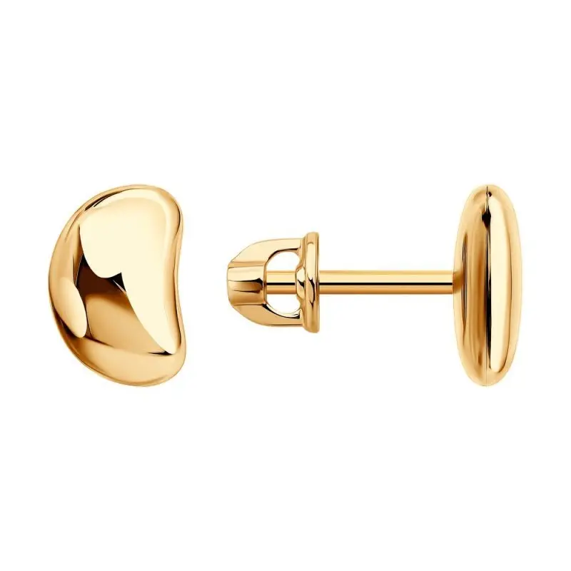 Серьги пуссеты из красного золота