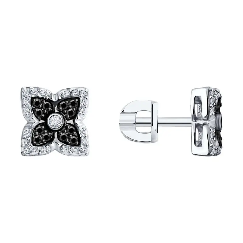 Серьги пуссеты из белого золота